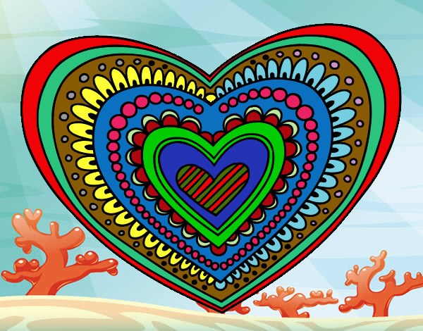 Dibujo Mandala corazón pintado por mencia