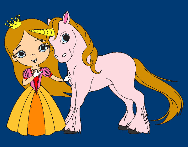 Dibujo Princesa y unicornio pintado por tosimira