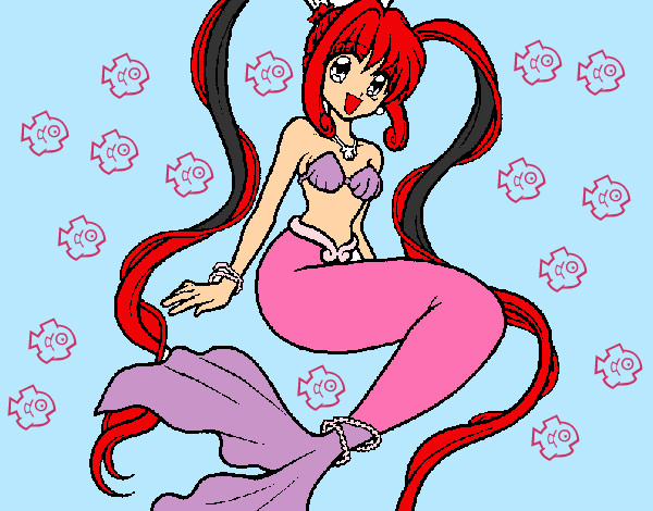 Dibujo Sirena con perlas pintado por negrimela