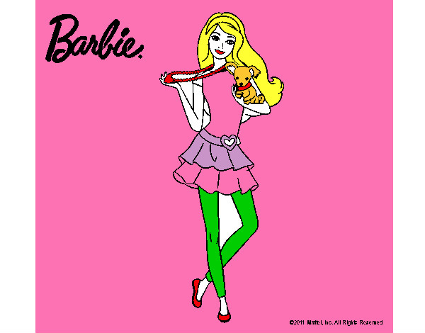 Dibujo Barbie y su mascota pintado por magdal