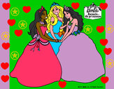 Dibujo Barbie y sus amigas princesas pintado por lina2
