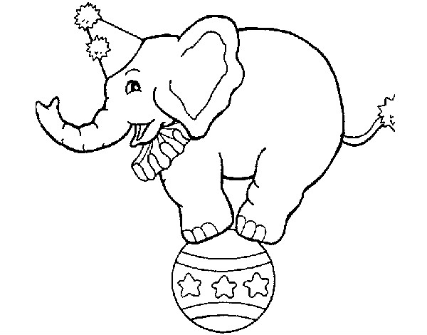 Dibujo Elefante encima de una pelota pintado por charlycar