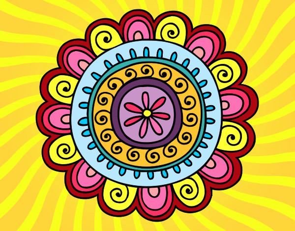 Dibujo Mandala alegre pintado por vabe