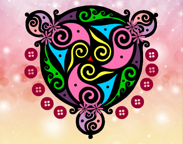 Dibujo Mandala con tres puntas pintado por tytypol