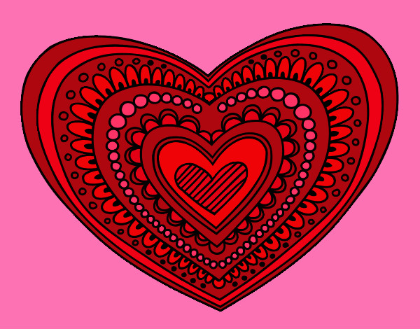 Dibujo Mandala corazón pintado por carmencepe