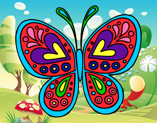 Dibujo Mandala mariposa pintado por graciela57