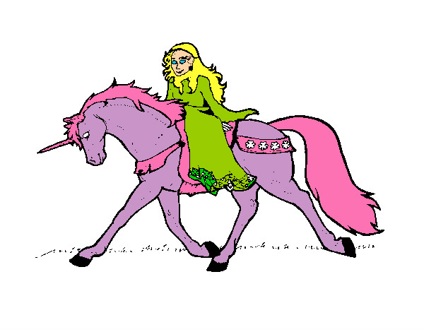 Dibujo Princesa en unicornio pintado por graciela57