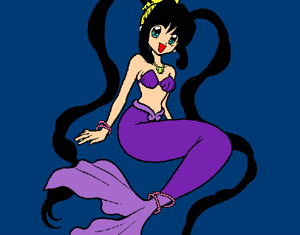 Dibujo Sirena con perlas pintado por elisan