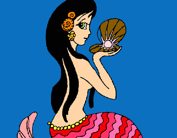 Dibujo Sirena y perla pintado por elisan