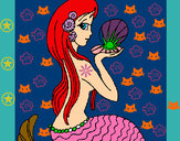 Dibujo Sirena y perla pintado por priva