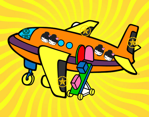 Dibujo Avión cargando equipaje pintado por Josefabric