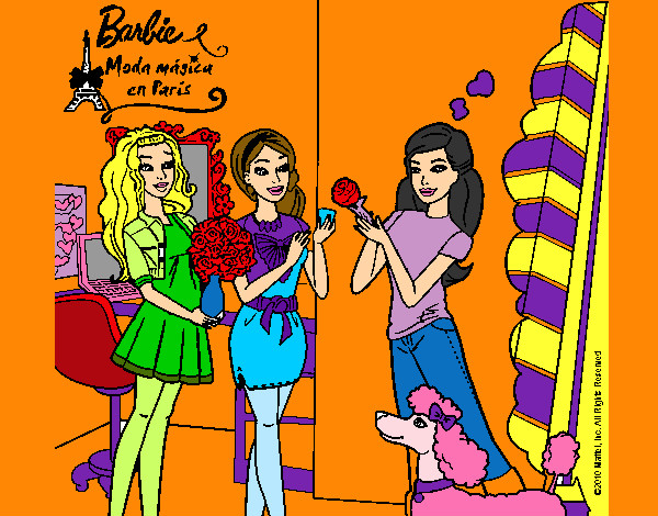 Dibujo Barbie de compras con sus amigas pintado por graciela57