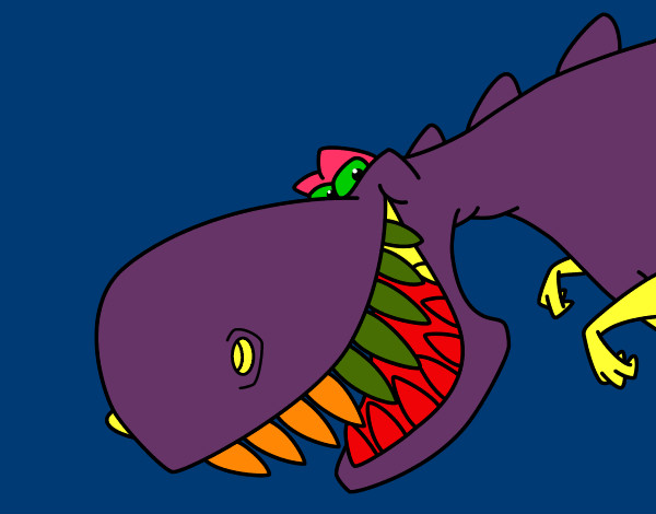 Dibujo Dinosaurio de dientes afilados pintado por solez