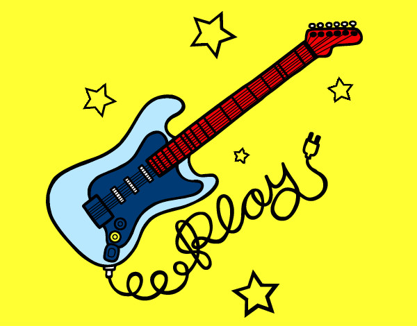 Dibujo Guitarra y estrellas pintado por sofi1604