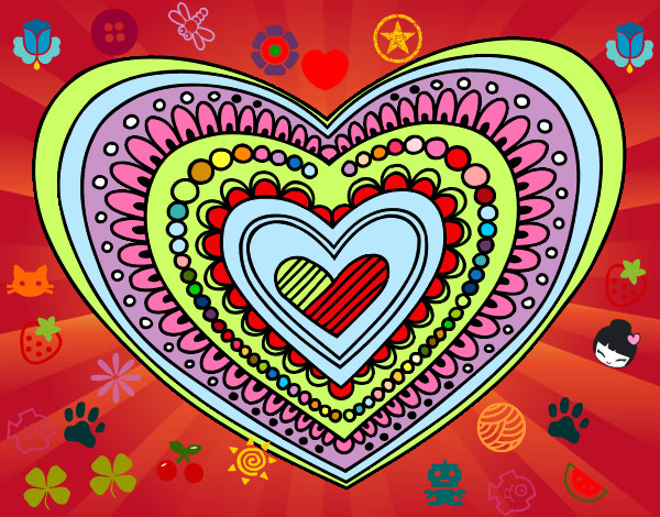 Dibujo Mandala corazón pintado por roxylamejo