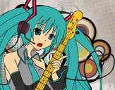 Dibujo Miku con guitarra pintado por Animelove 