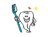 Dibujo Muela y cepillo de dientes 1 pintado por guile