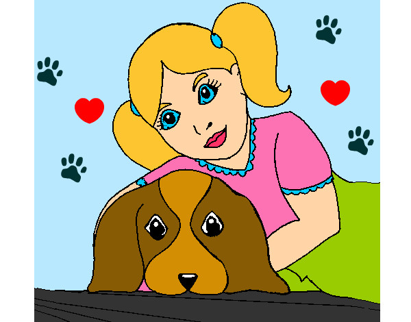 Dibujo Niña abrazando a su perro pintado por jeniffer12
