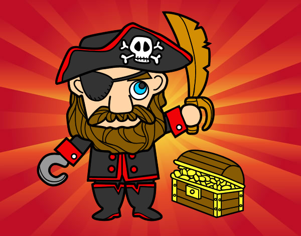 Dibujo Pirata con tesoro pintado por falca
