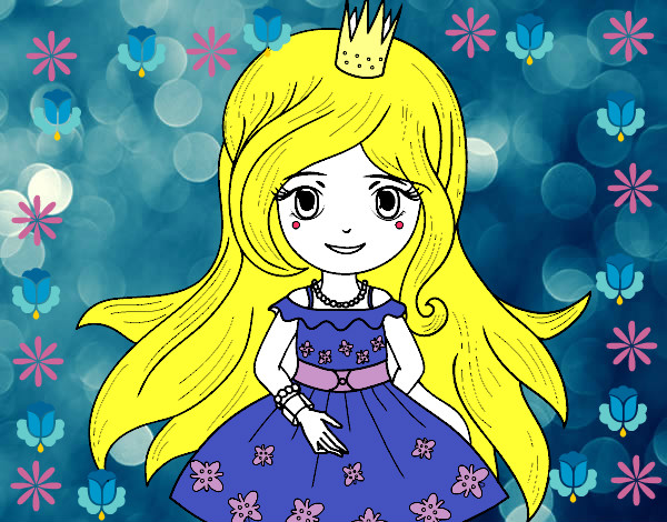 Dibujo Princesa primavera pintado por mendieta
