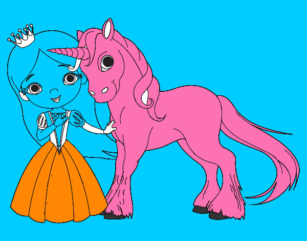 Dibujo Princesa y unicornio pintado por sofi1604
