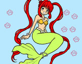 Dibujo Sirena con perlas pintado por MireiaCMC