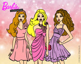 Dibujo Barbie y sus amigas vestidas de fiesta pintado por adenny