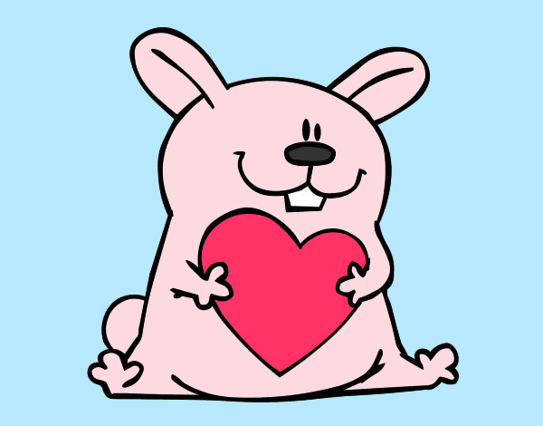 Dibujo Conejo con corazón pintado por pao862