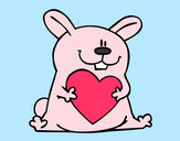 Dibujo Conejo con corazón pintado por pao862