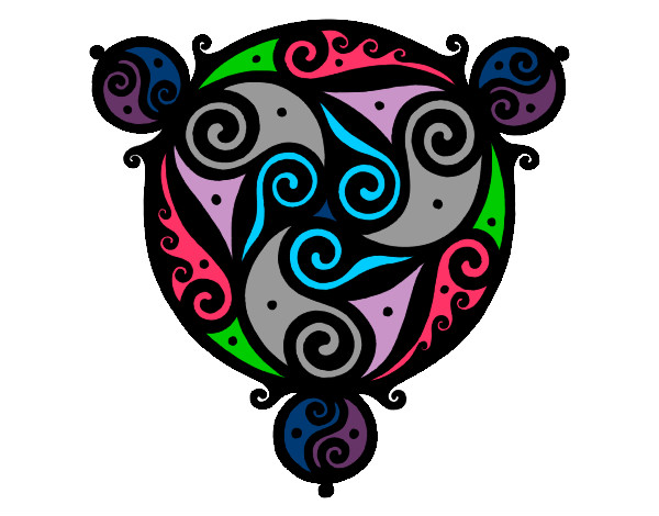 Dibujo Mandala con tres puntas pintado por quiquechav