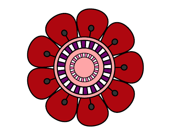 Dibujo Mandala en forma de flor pintado por VILCHUPI