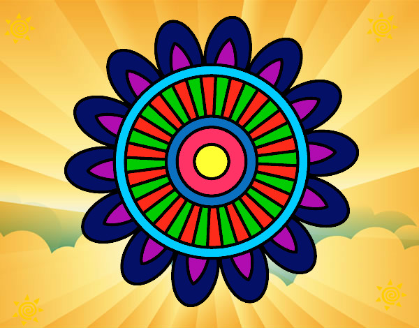 Dibujo Mandala solar pintado por 21-09Lulu
