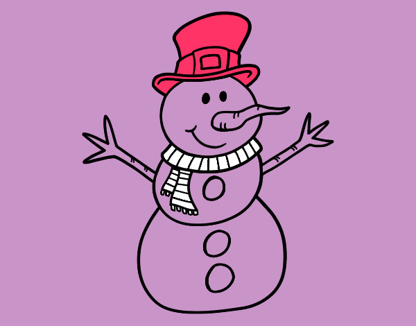 Dibujo Muñeco de nieve con sombrero pintado por sofi1604