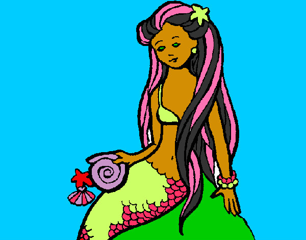 Dibujo Sirena con caracola pintado por leyssy