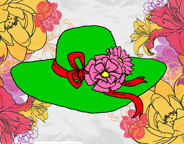 Dibujo Sombrero con flores pintado por crusita