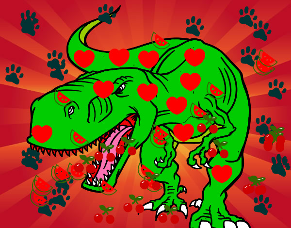Dibujo Tiranosaurio Rex enfadado pintado por momandbaby