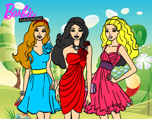 Dibujo Barbie y sus amigas vestidas de fiesta pintado por agustinatu