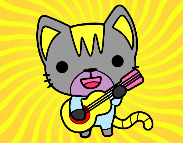 Dibujo Gato guitarrista pintado por IARAFLOR