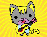 Dibujo Gato guitarrista pintado por IARAFLOR