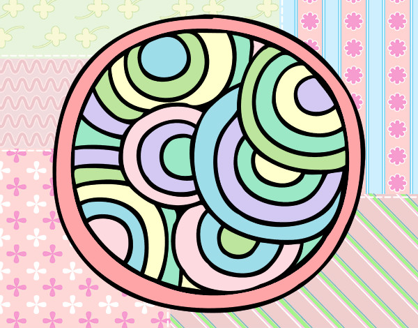 Dibujo Mandala circular pintado por daliz