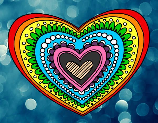 Dibujo Mandala corazón pintado por melyprisci