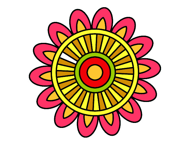 Dibujo Mandala solar pintado por Saravaleri