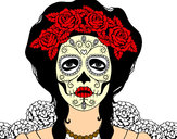 Dibujo Mujer calavera mejicana pintado por solez