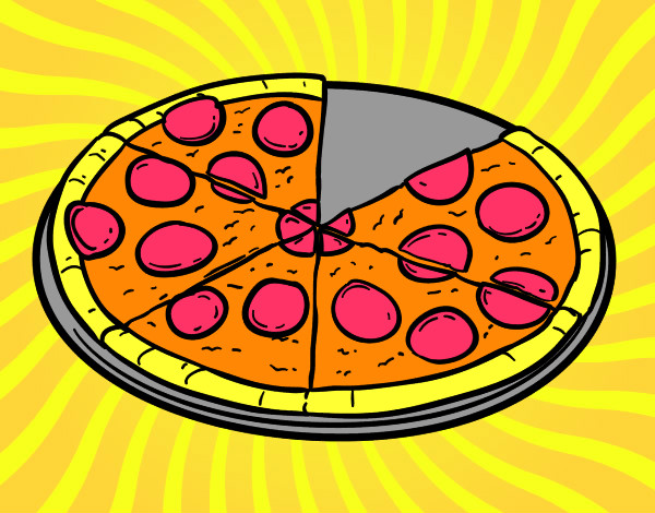 Dibujo Pizza de pepperoni pintado por axelrito