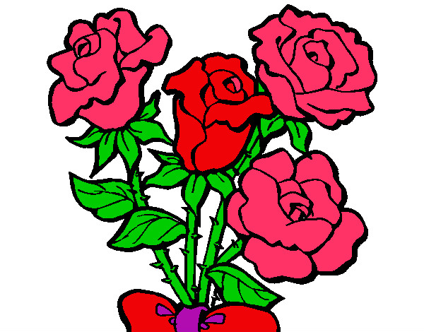Dibujo Ramo de rosas pintado por gfgf