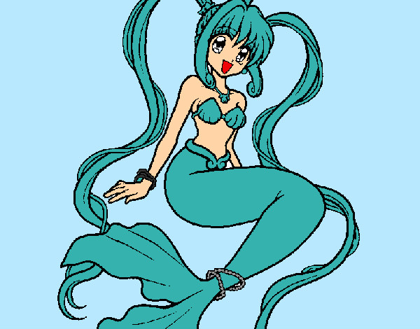 Dibujo Sirena con perlas pintado por JAXEL