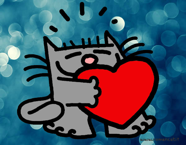 Dibujo El gato y el corazón pintado por AndreLoli