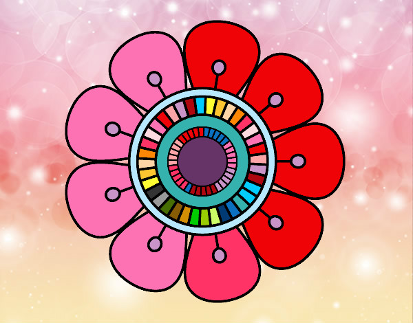 Dibujo Mandala en forma de flor pintado por orianasaba