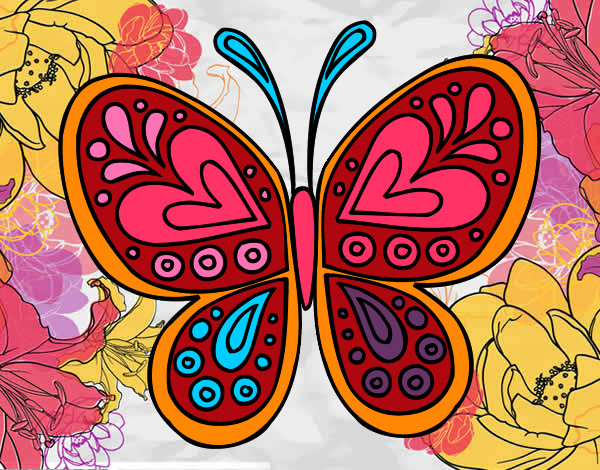 Dibujo Mandala mariposa pintado por JC-M-R