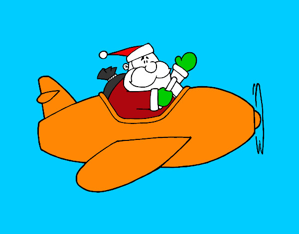Dibujo Santa en avión pintado por danay1